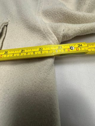 Women's Cream Fleece Shirt Jacket with Button Front and Flap
