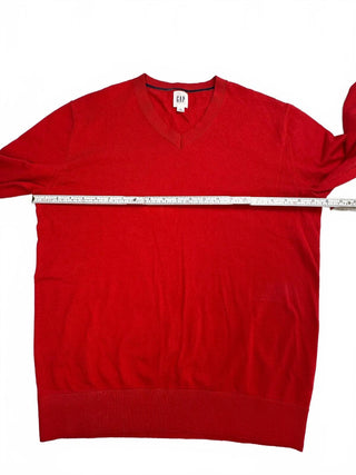 GAP Men's Red V-Neck Cotton Sweater Size M