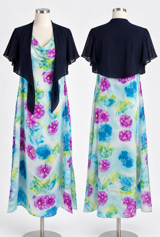 Spago Women's Floral Sleeveless Maxi Dress with Navy Molly