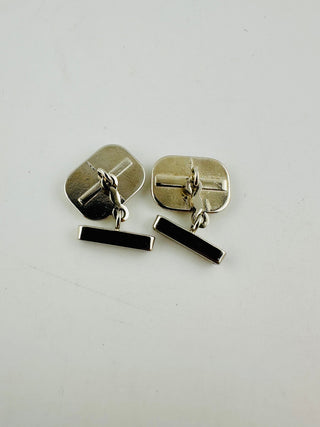 Vintage Yellow Enamel Crown Design Cufflinks with Silver T-T
