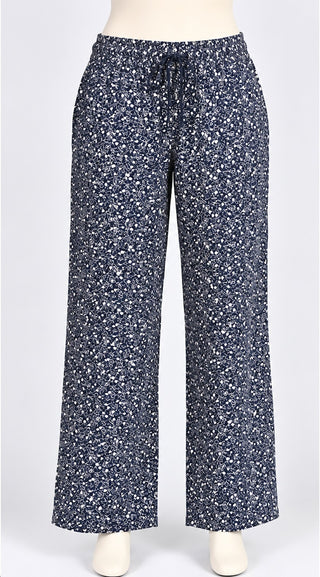 GAP Womens M Navy Floral Wide Leg Pull On Cotton Pants