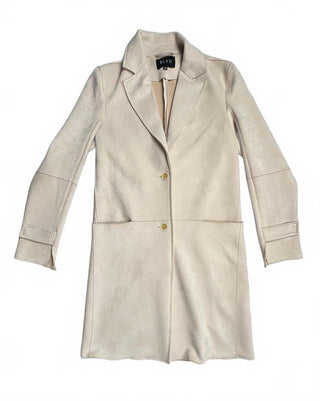 BLVD Women's Cream Beige Faux-Suede Long Coat Size S/M Tailg