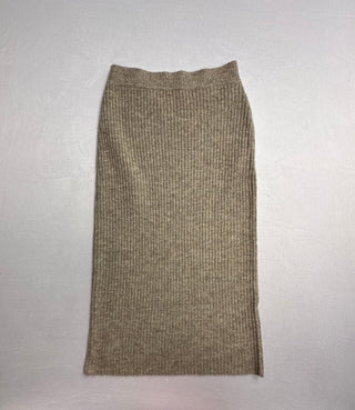 H&M Brown Ribbed Knit Midi Skirt Wool Blend Women XS