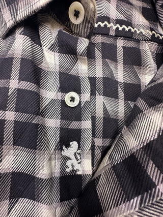 Bugatchi Uomo Men's Large Black and White Plaid Shaped Fit