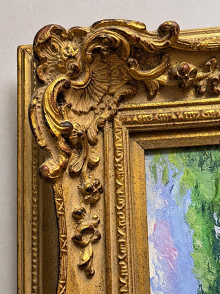 Signed Original Mexican Painting Landscape Ornate Gold Frame