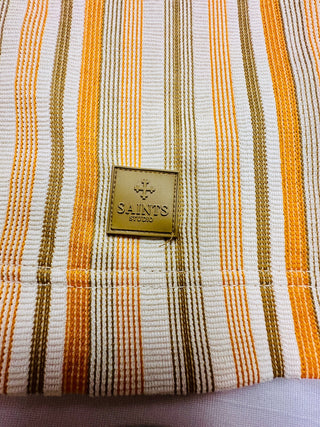 Saints Studio Men's L Striped Camp Collar Short Sleeve Shirt