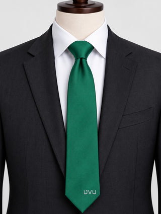 UVU The Town + Co Green Necktie Solid Logo Tip 100% Polyester