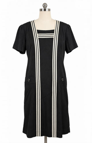 Petite Perceptions Black Dress with White Striped Detail