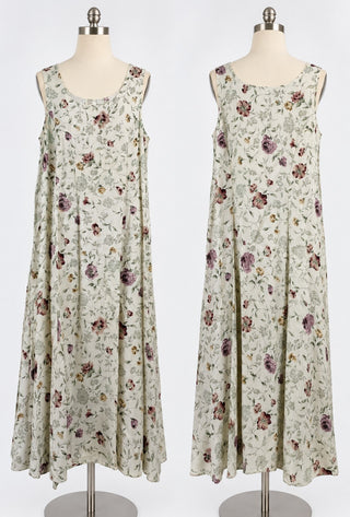 Vintage Floral Sleeveless Dress Size 16 Made in USA
