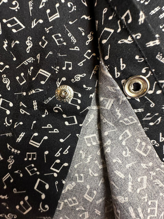 Rockmount Ranch Wear Men's Black Western Music Note Print