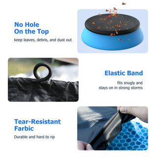 Tufmunb 15ft Round Pool Cover Inflatable Easy Set Oxford Fabric Elastic Black