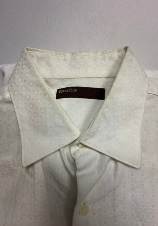 Perry Ellis Men's White Long Sleeve Button-Up Shirt Size L