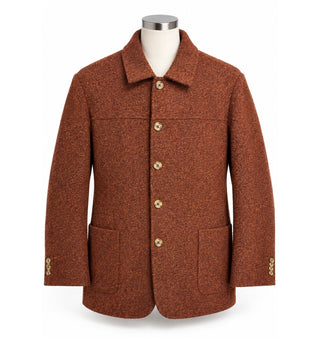 Ibiza Men's Textured Brown Wool Blend Button-Up Jacket Coat
