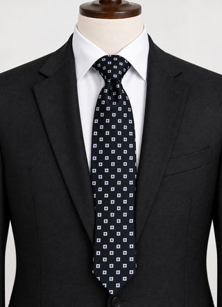 Preppy Nordstrom 100% Silk Tie Black Purple Geometric 59"