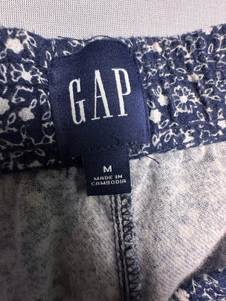 GAP Womens M Navy Floral Wide Leg Pull On Cotton Pants