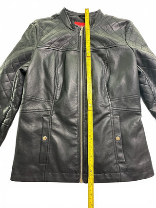 GUESS Black Faux Leather Quilted Moto Jacket Women’s M