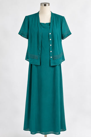 Studio I Women's Turquoise Two-Piece Dress and Jacket Set