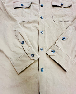 GUESS Men's L Tan Nylon Stretch Utility Shirt Overshirt