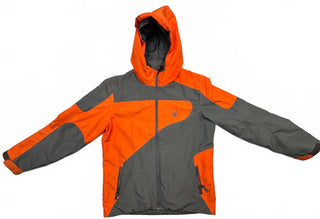 Spyder Kids XL (18) Hooded Winter Ski Jacket Orange Gray F17