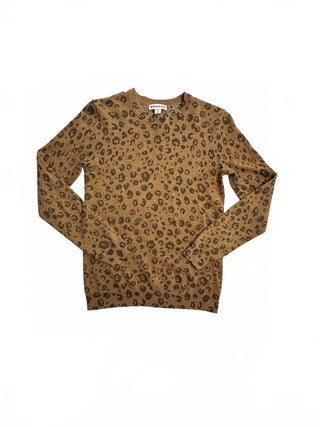 Whistles Leopard Print Metallic Knit Sweater Brown UK 8 US 4
