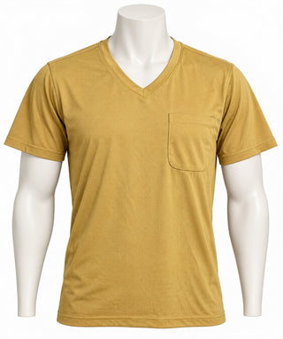 Stone Creek Men's Medium Yellow Mesh V-Neck Shirt Pocket