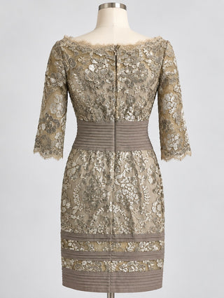Tadashi Shoji Gold Sequin Lace Cocktail Dress Size 4