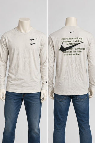 Nike The Nike Tee Long Sleeve White Cotton Shirt Size L