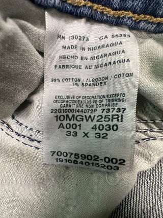 Wrangler Regular Fit Men's Jeans 33x32 Distressed Blue Denim