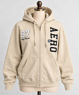 Aeropostale Aero 87 Full Zip Hoodie Cream Men’s XXL NWT