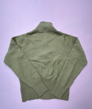 Yesfashion Green Full Zip Mock Neck Cardigan Sweater M NWT