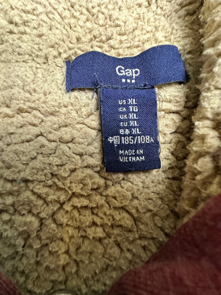 GAP Sherpa Lined Full Zip Hoodie Burgundy Logo Sweatshirt XL