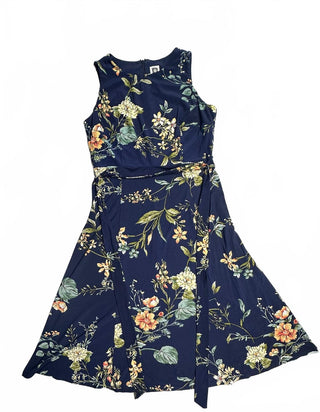Anne Klein Women's Navy Blue Sleeveless Floral Midi Dress