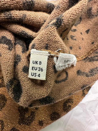 Whistles Leopard Print Metallic Knit Sweater Brown UK 8 US 4