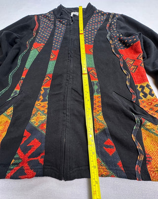 Parsley & Sage Women's Boho Aztec Zip Jacket Black M