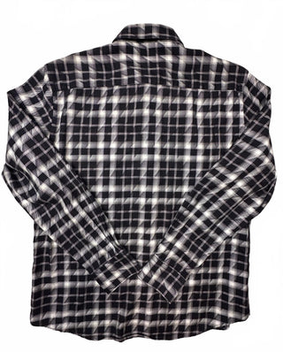 Bugatchi Uomo Men's Large Black and White Plaid Shaped Fit
