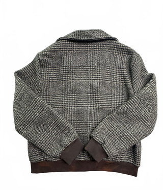 Brown Plaid Cropped Bomber Jacket Women’s L Button Front