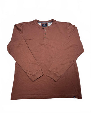 MBX Premium Goods Men's Long Sleeve Henley Shirt Size M Rust
