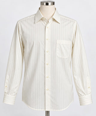O.H.H.A Chemises Men's 17 43 White Stripe Dress Shirt Cotton