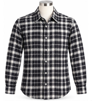Bugatchi Uomo Men's Large Black and White Plaid Shaped Fit
