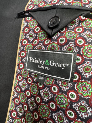 Paisley & Gray Men's Slim Fit Red Velvet Tuxedo Blazer 46 XL