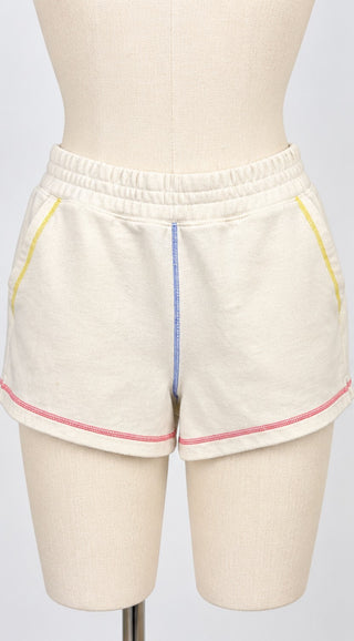 Rails Jane Women's Sweat Shorts M Cream Rainbow Stitch
