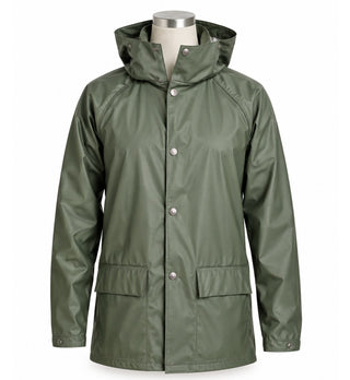 Majestic Rainwear Men's M Green Hooded Rain Jacket Coat