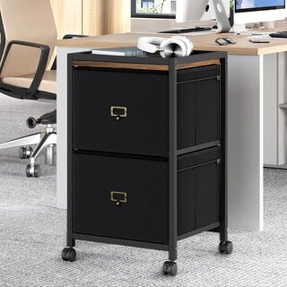 2-Drawer Mobile File Cabinet with Lockable Wheels and Anti-Drop Buckle