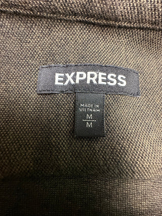 Express Men's M Brown Textured Long Sleeve Button Up Shirt