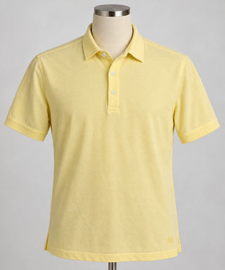 Massimo Dutti Yellow Extrafine Pique Polo Shirt Short Medium