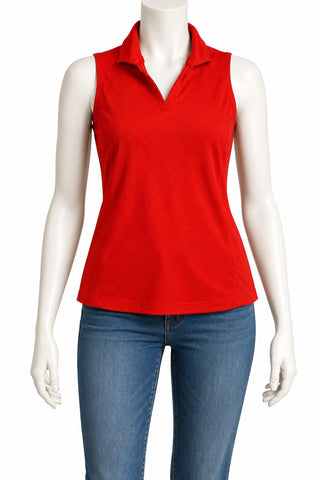 Lady Pinseeker Red Sleeveless Golf Polo Shirt Medium