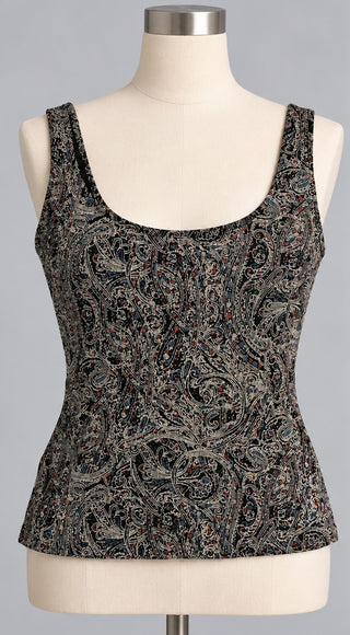 Alex Evenings Black Paisley Sleeveless Tank Top Women