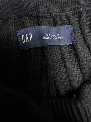GAP Womens Black Ribbed Knit Flare Pants Size M Split Hem