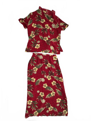 Laura Scott Women's Red Floral Two-Piece Set - Short Sleeve