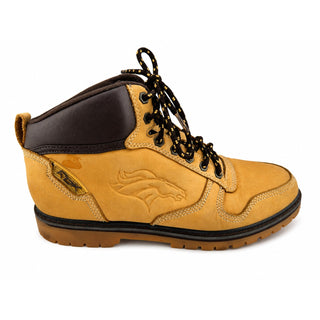 Denver Broncos NFL Men's Work Hiking Boots Tan Brown Leather Nubuck Size 10